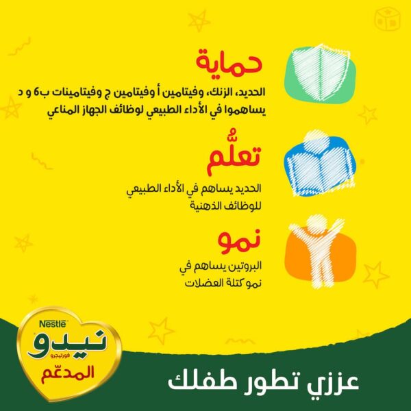 ⁦نيدو حليب كامل الدسم مدعم بالفورتيجرو 1800 جم⁩ - الصورة ⁦2⁩