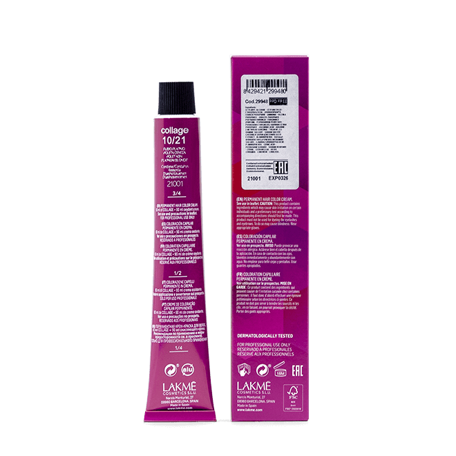 56950_lakme_collage20102120violet20ash20platinum20blonde2060ml_box_back لاكمي كولاج صبغة شعر أشقر متوسط ماهوجني 60 مل - الصورة 1