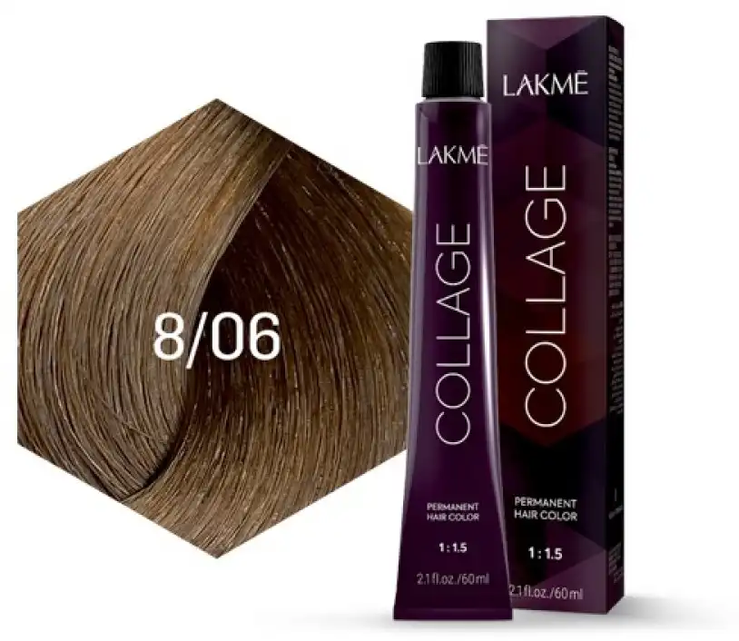 LAKME-COLLAGE-60ML-8-06 لاكمي صبغة شعر 8/06 أشقر رمادي فاتح 60 مل - الصورة 1